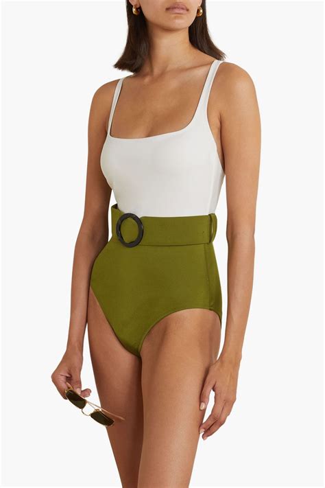 Evarae Cassandra Belted Two Tone Swimsuit The Outnet