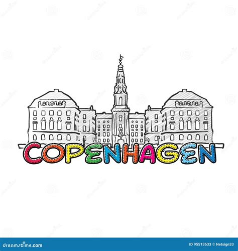 Copenhagen Beautiful Sketched Icon Stock Vector Illustration Of