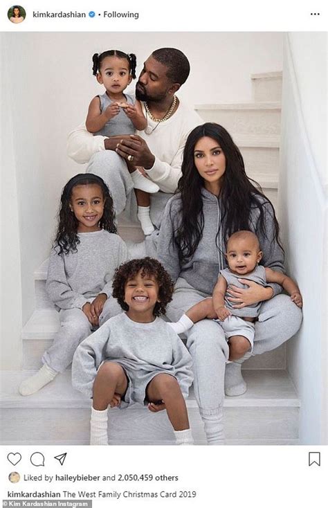Kim kardashian has unveiled her family's christmas card that features the whole family posing in grey sweatpants. Kim Kardashian shares adorable pictures of North and Saint West as she says 'they get along now ...