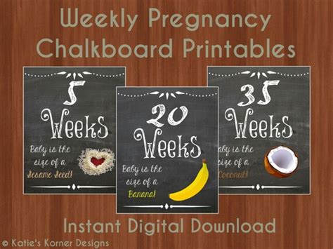 weekly pregnancy chalkboard printables by katieskornerdesigns