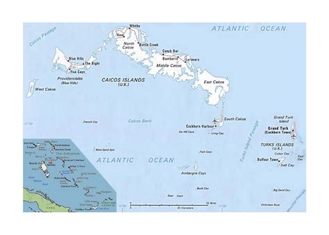 Detailed Political Map Of Turks And Caicos Islands With Roads Cities