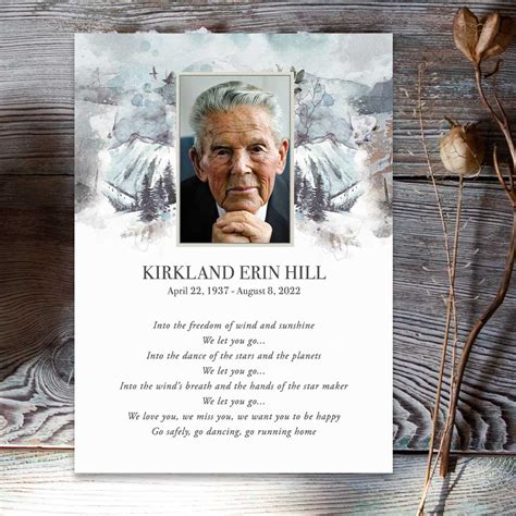Funeral Tribute Cards Nature Themed Photo Keepsake With Custom Poem