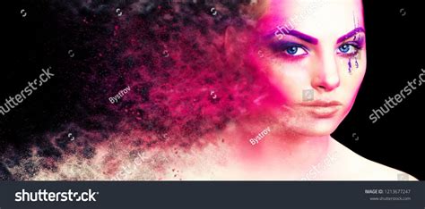 Portrait Girl With Art Make Up Beautiful Woman Makeup Concept Art Creative Effect Creative