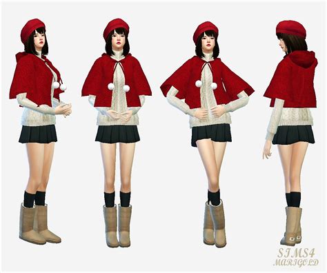 My Sims 4 Blog Hooded Cape Coat For Males And Females By Sims 4 Marigold