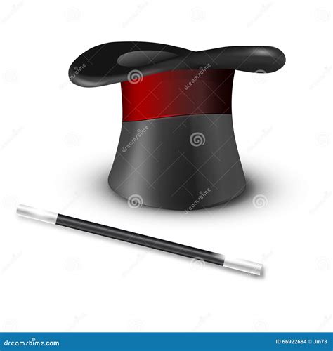 Glossy Magic Hat And Wand On White Background Stock Vector