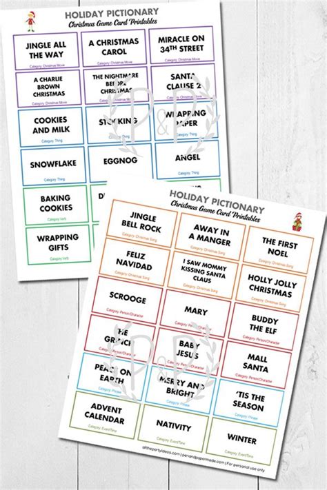 Pictionary Cards Printable