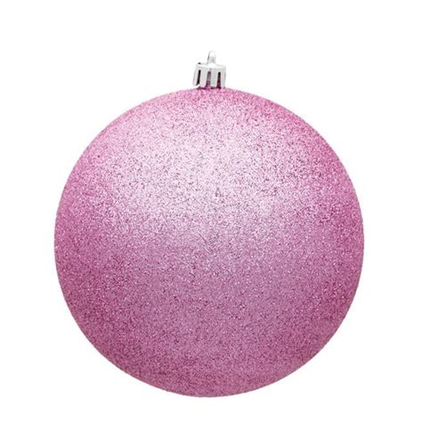 3 In Pink Glitter Drilled Christmas Ornament Ball 12 Per Bag
