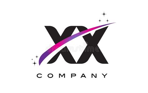 xx x x black letter logo design with purple magenta swoosh stock vector illustration of design