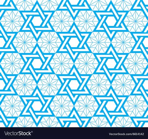 Jewish Star Of David Blue Seamless Pattern Vector Image