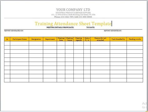 25 Free Training Attendance Sheet Templates Templates Bash