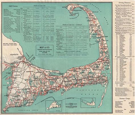 1934 Cape Cod Chamber Of Commerce Road Map Of Cape Cod Ebay