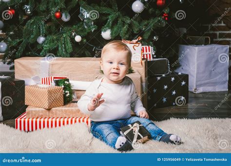 Theme Winter And Christmas Holidays Child Boy Caucasian Blond 1 Year