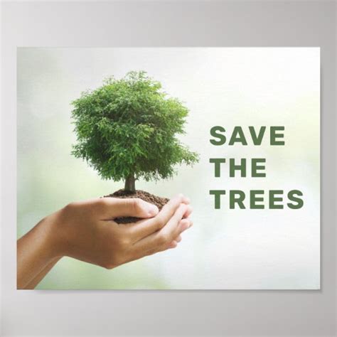 Save The Trees Hands Holding Tree Photo Eco Poster