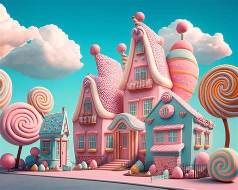 Premium Ai Image There Is A Very Colorful Candy Land With A Candy