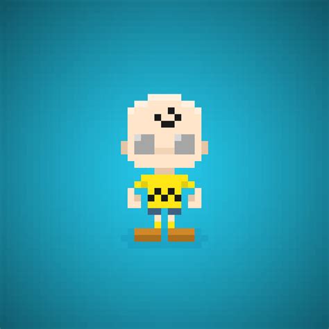 Famous Characters In Pixel Art Charlie Brown From The Peanuts Movie Or