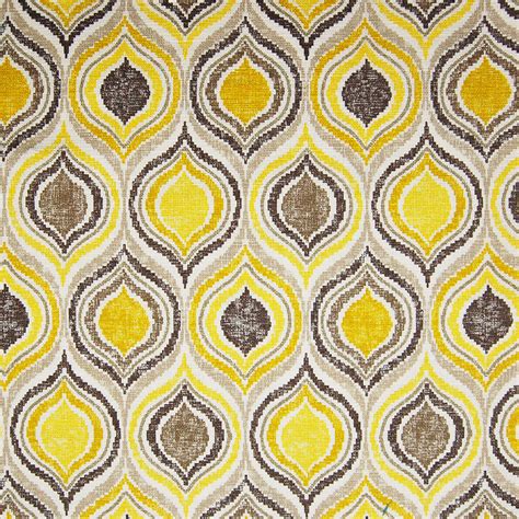 Gold Leaf Yellow Contemporary Cotton Upholstery Fabric