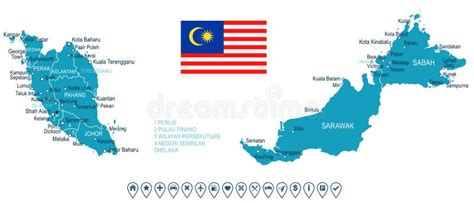 Malaysia Map And Flag Illustration Stock Illustration Illustration