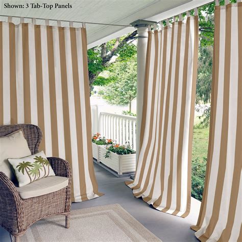 Highland Stripe Light Brown Indoor Outdoor Curtain Panel