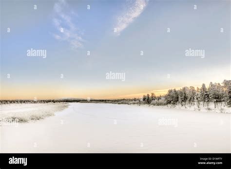Frozen Lake In Inari Finland Stock Photo Alamy