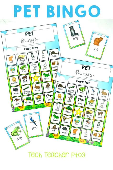 Develop Your Students Vocabulary With This Fun Pet Bingo Game Use As