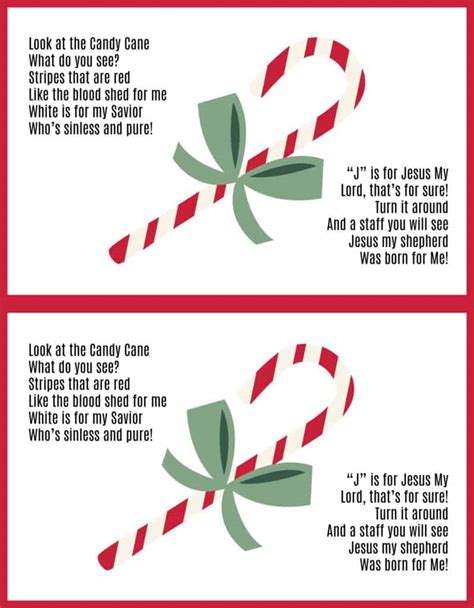 Candy Cane Poem About Jesus Free Printable Pdf Handout Christmas