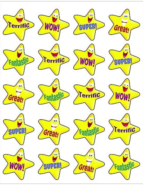 Reward Star Stickers School Teacher Merit Reward Stickers Self Adhesive