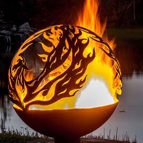 Corten Steel Phoenix Gn Fb 111 Sphere Fire Pit Gnee Garden