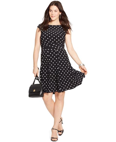 Lyst Lauren By Ralph Lauren Plus Size Sleeveless Polka Dot Dress In Black