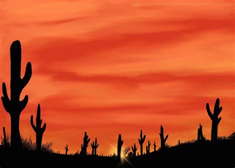 Desert Sunset Southwest Cactus Sunset Painted Sky Magic
