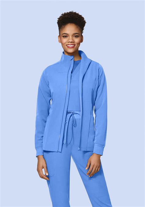 Womens Modern Scrub Jacket Ceil Blue Mandala Scrubs