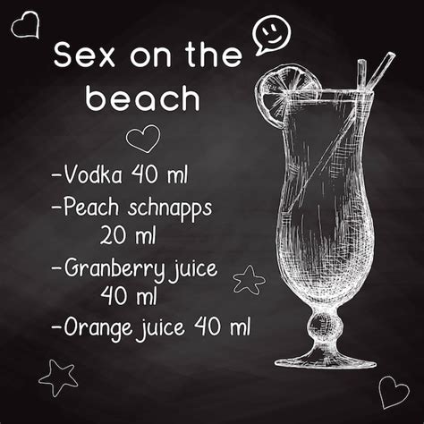 Recette Simple Pour Un Cocktail Alcoolisé Sex On The Beach Dessin à La Craie Sur Un Tableau