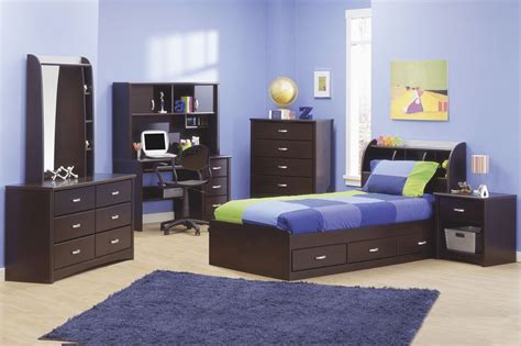 Simple teenage boy's room with solid colors and monogram used as an accent. Lovely Boys Bedroom Furniture Sets - Awesome Decors