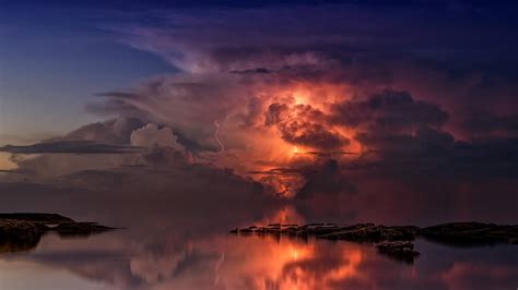 Thunderstorm In Ocean 5k Hd Nature 4k Wallpapers Images Backgrounds