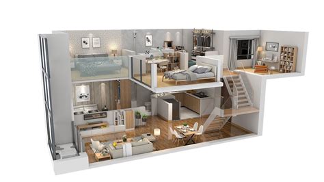 Duplex Apartment Floorplan Square50 3d Model Cgtrader