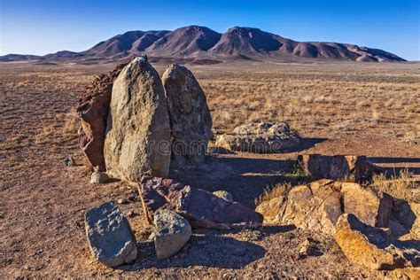 Three Stones Set By The Nomads Of Genghis Khan In The Temporary Parking
