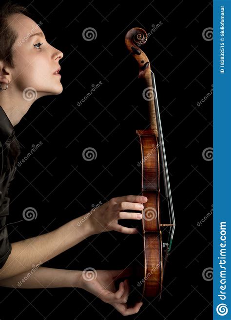Woman Holding Classical Baroque Violin In Profile Stock Image Image