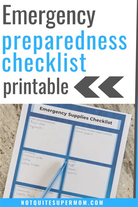 Emergency Preparedness Checklist Printable Not Quite Super Mom