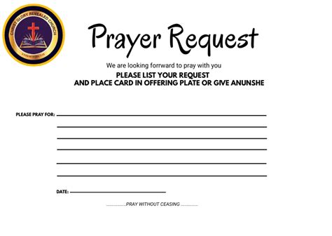 Prayer Request Forms Printable