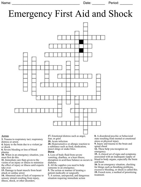 Emergency First Aid And Shock Crossword Wordmint