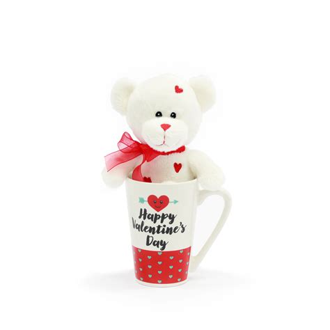Valentine 7 Inch Stuffed Plush Bear In Latte Mug Gift Set Walmart Com