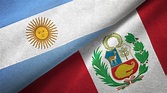 Peru and Argentina Two Flags on Flagpoles and Blue Sky Stock Image ...