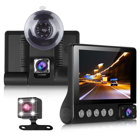 Dual Dash Cam 1080p Front And Rear Inside Cameras 170°wide Angle Dashboard Camera Recorder