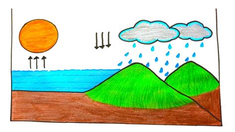 How To Draw Water Cycle For School Project Youtube