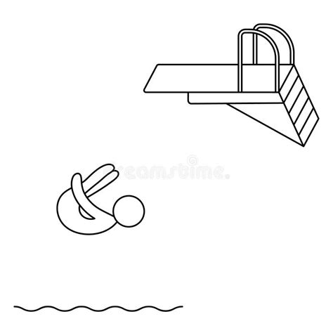 Jumping Into The Water From A Springboard The Athlete Is Jumping Bent Over The Body Is Bent At