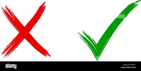 Tick And Cross Signs Green Checkmark Ok And Red X Icons Simple Marks
