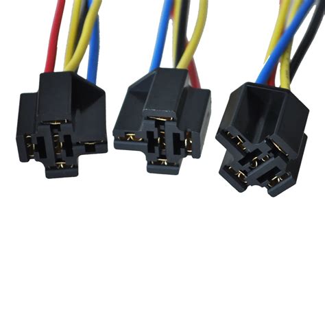 5 Pcs 5 Pin Wires Cable Relay Socket Harness Connector Dc 12v For Car