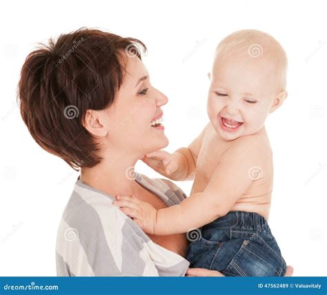 Happy Mother With Smiling Baby Stock Image Image Of Laughing Baby