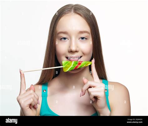 Teen Pretty Caucasian Girl Licking Hi Res Stock Photography And Images