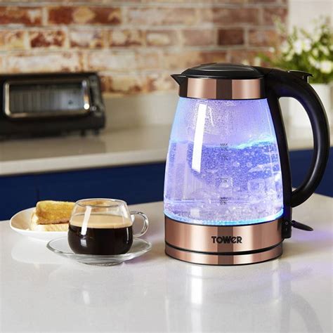 Rose Gold Rapid Boil Illuminated Glass Jug Kettle 17l Brandalley