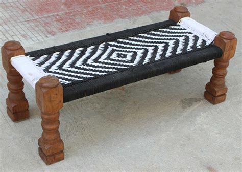 Indian Wooden Charpai With Multi White Color And Cotton Etsy